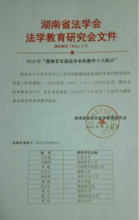我院贺志军老师荣获2016年“湖南省首届法学本科教学十大标兵”称号.jpg